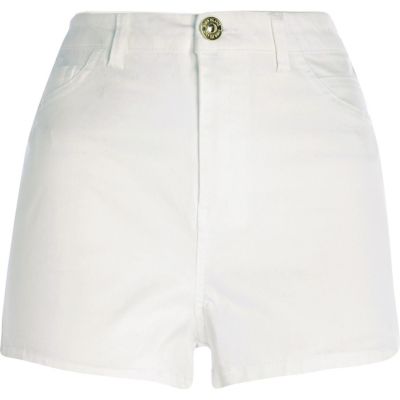 White high waisted denim shorts